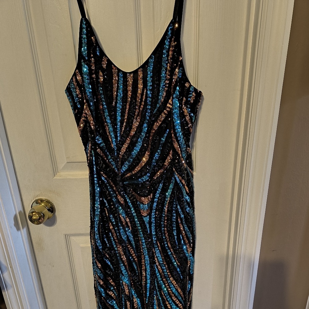 Elegant Sequin Striped Dress